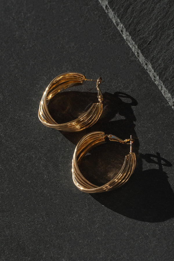 Gold Ria Hoop Earrings - JLUXLABEL