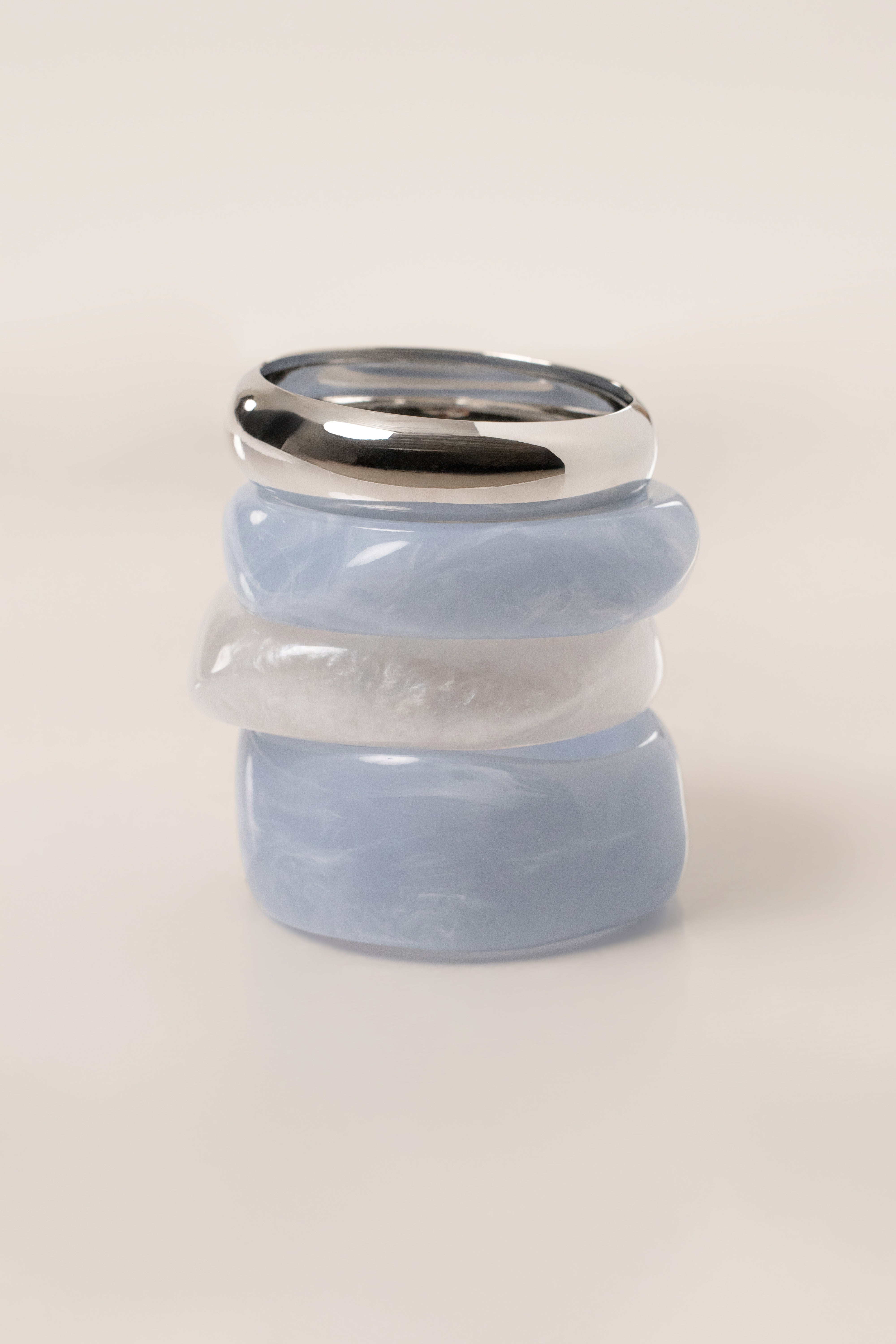 Blue Marbled Resin Bangle Set - JLUXLABEL