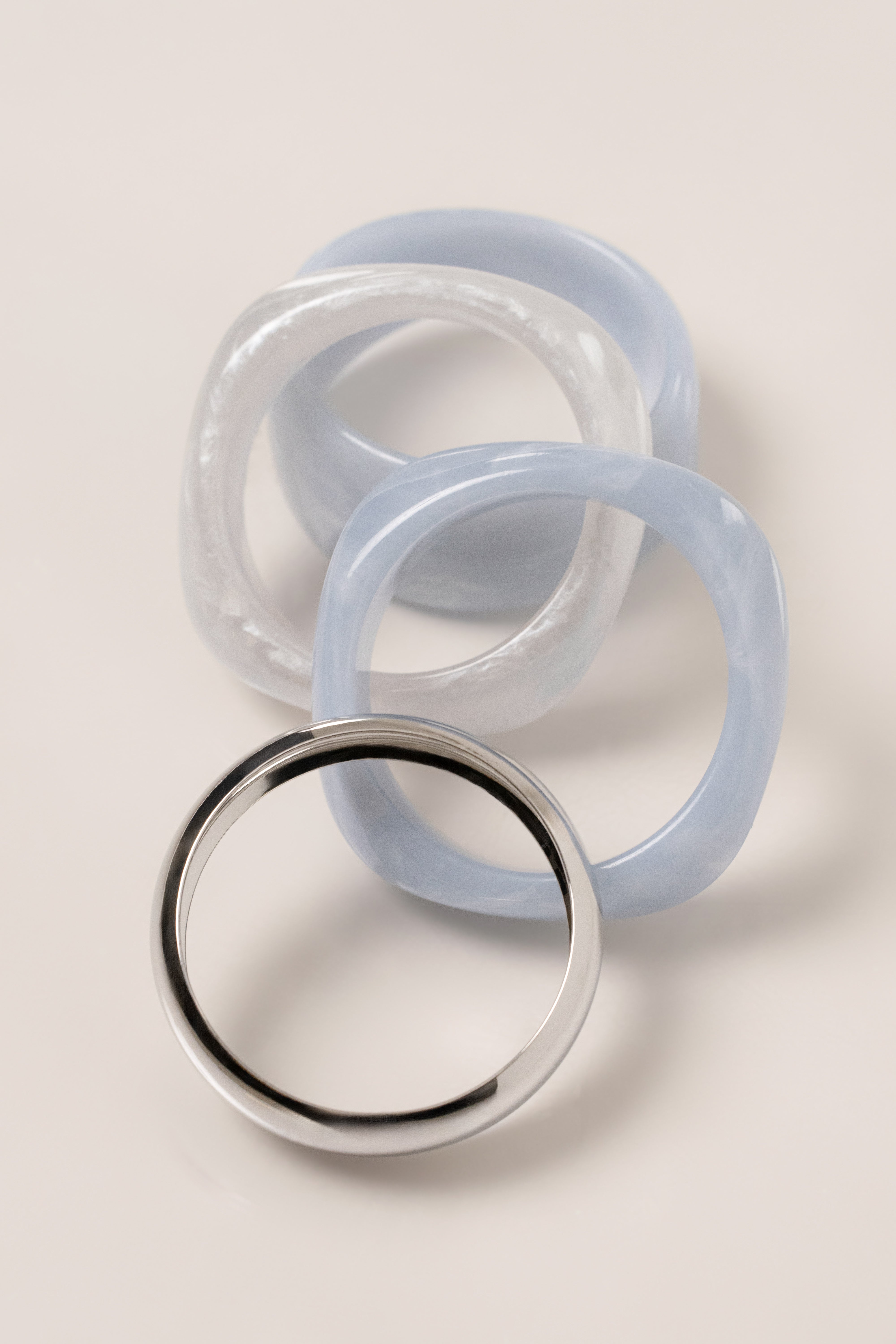 Blue Marbled Resin Bangle Set - JLUXLABEL