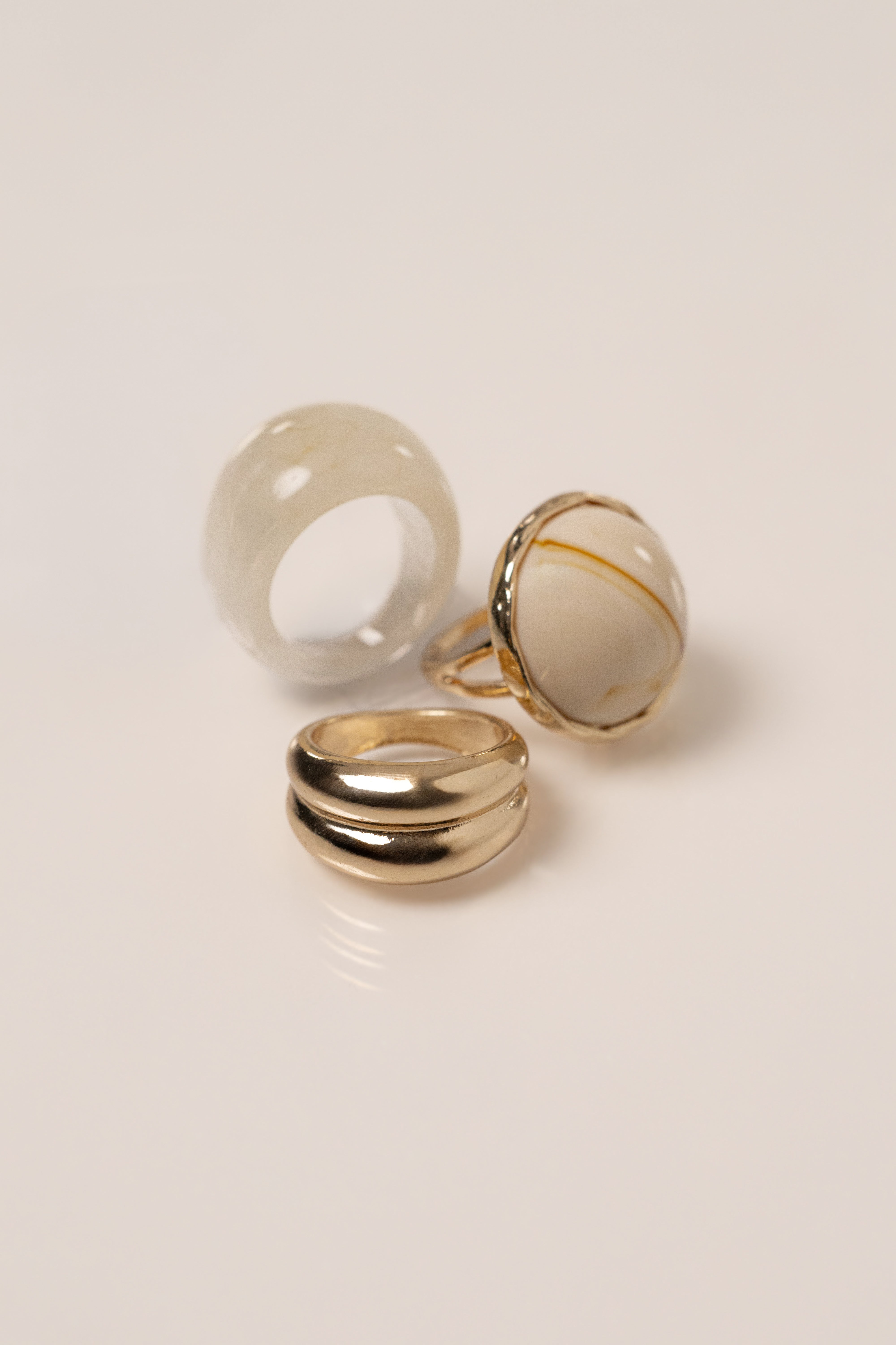 Gold Elaine Marbled Ring Set - JLUXLABEL