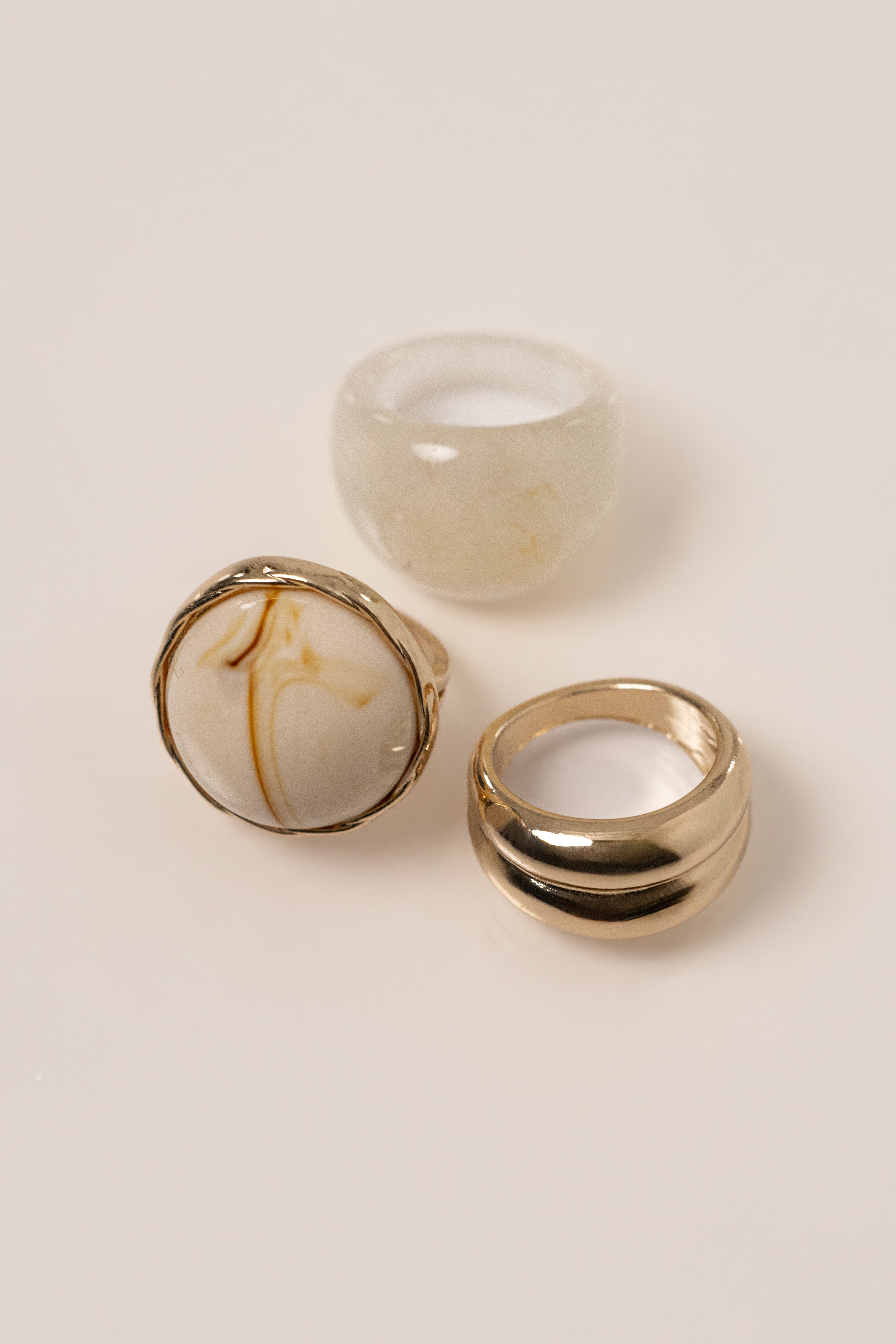 Gold Elaine Marbled Ring Set - JLUXLABEL