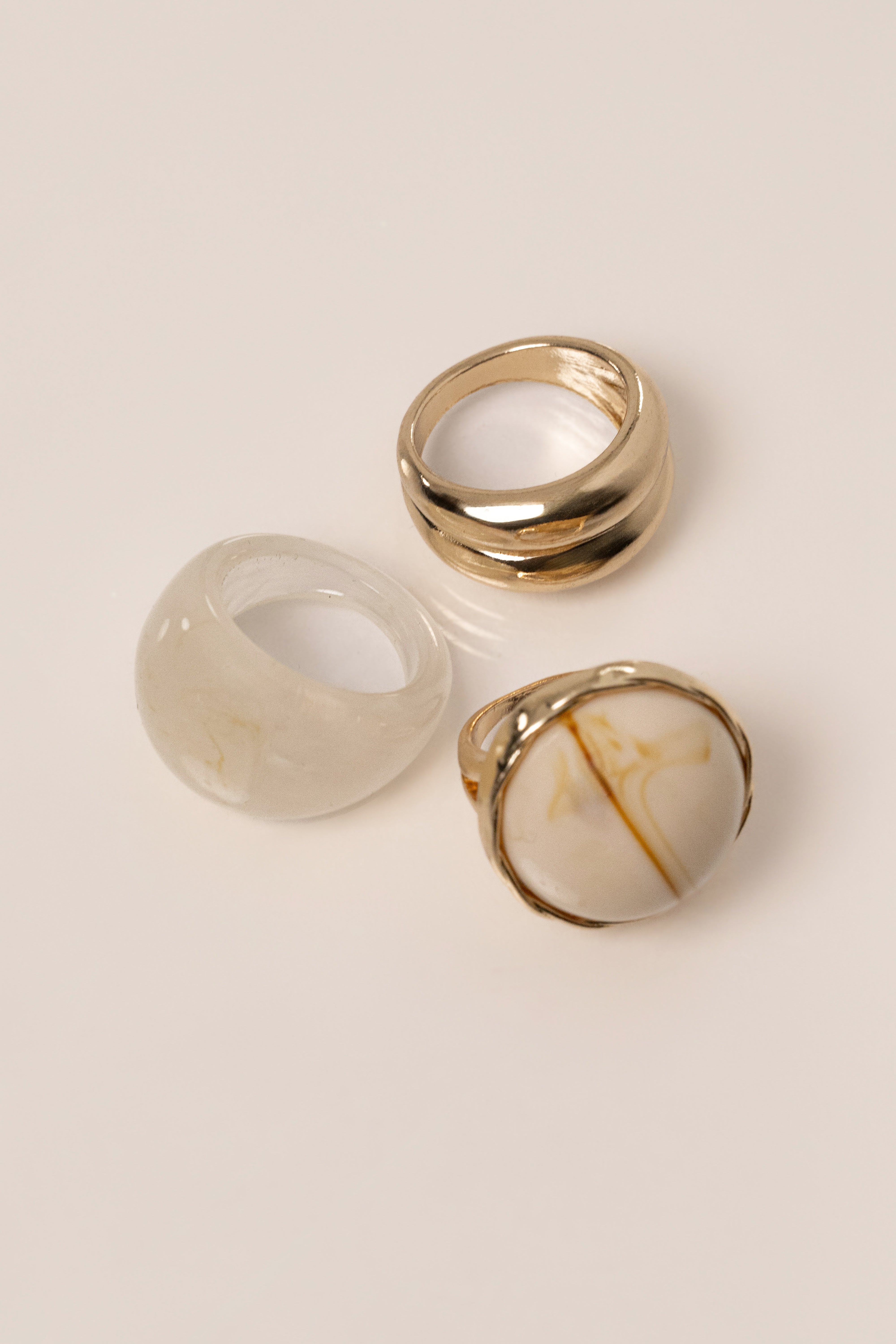 Gold Elaine Marbled Ring Set - JLUXLABEL