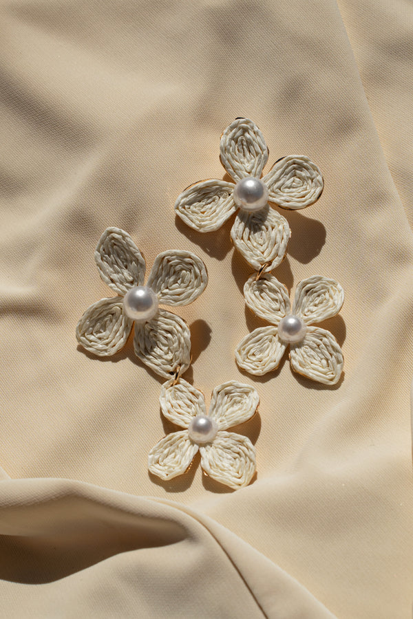 Ivory Fleur Dangle Earrings - JLUXLABEL