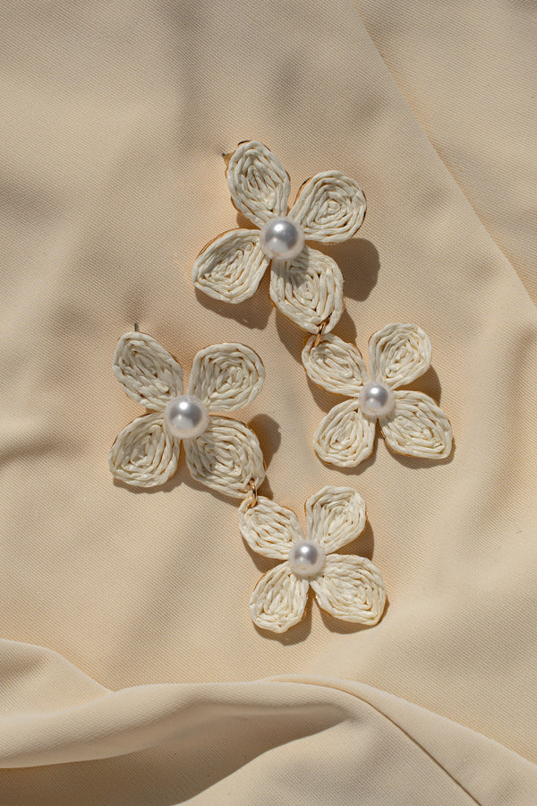 Ivory Fleur Dangle Earrings - JLUXLABEL