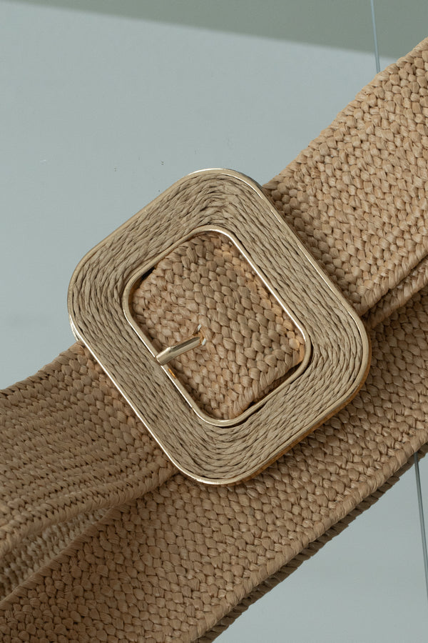 Ceinture tissée à boucle carrée kaki