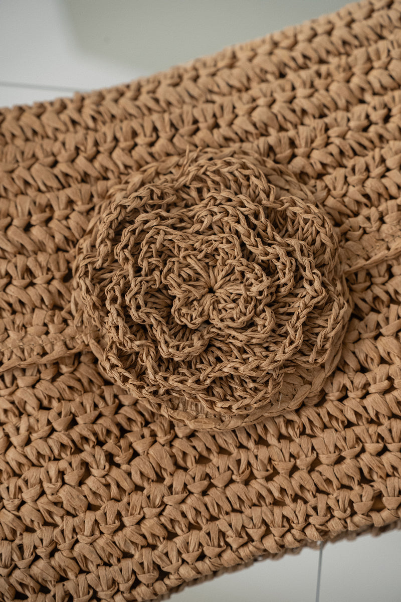 Khaki Woven Rose Clutch