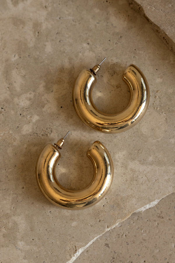 Gold Reia Hoop Earrings - JLUXLABEL