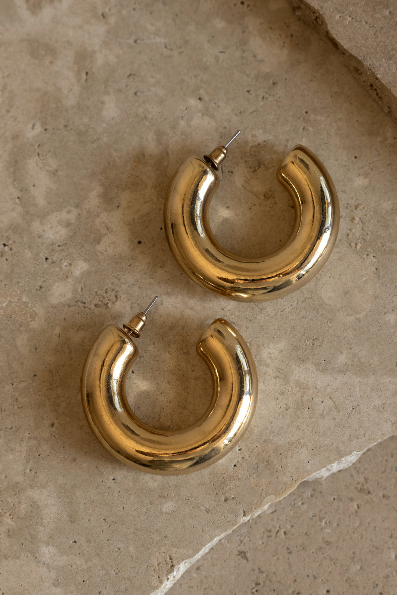 Gold Reia Hoop Earrings - JLUXLABEL