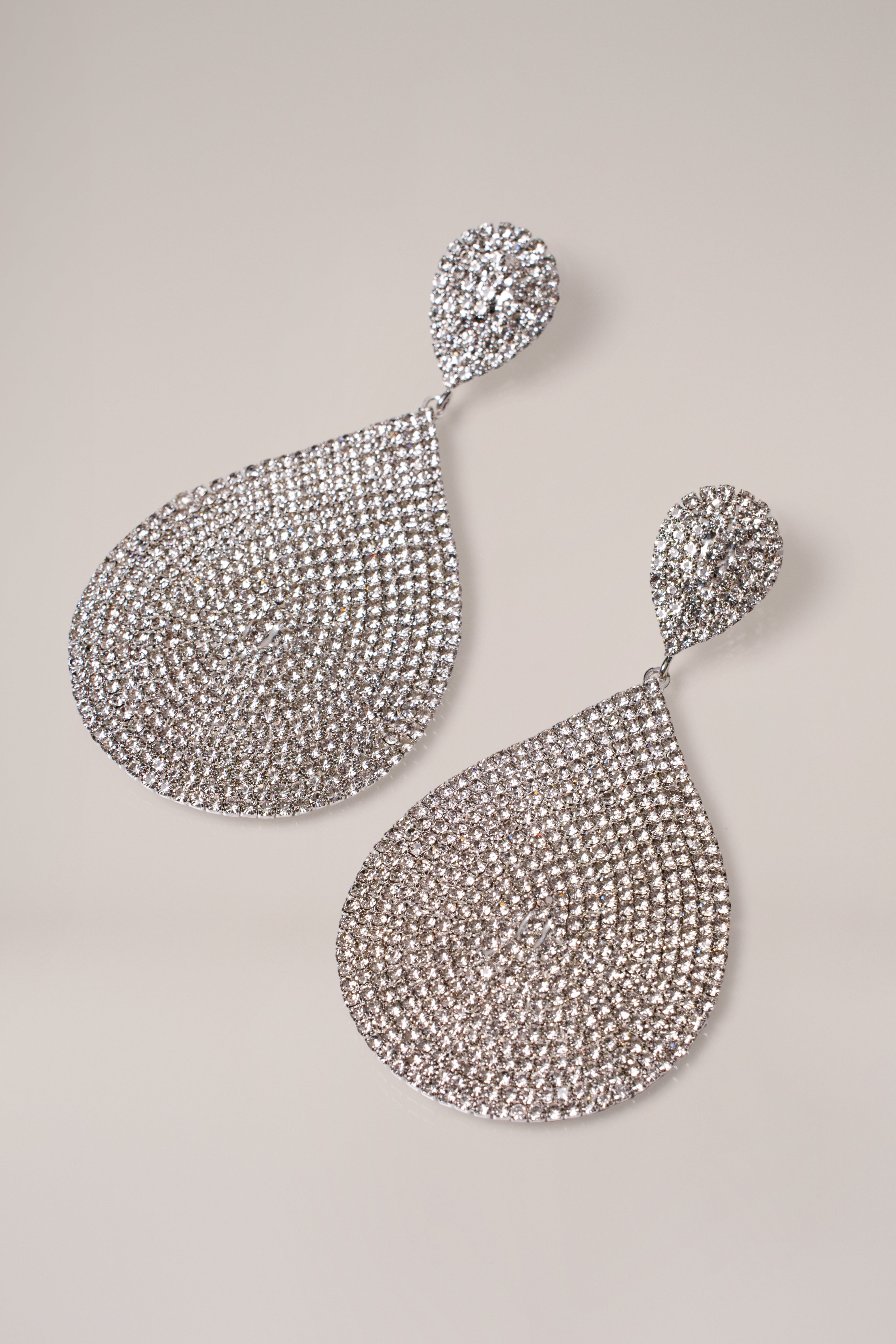 Silver Statement Teardrop Earrings