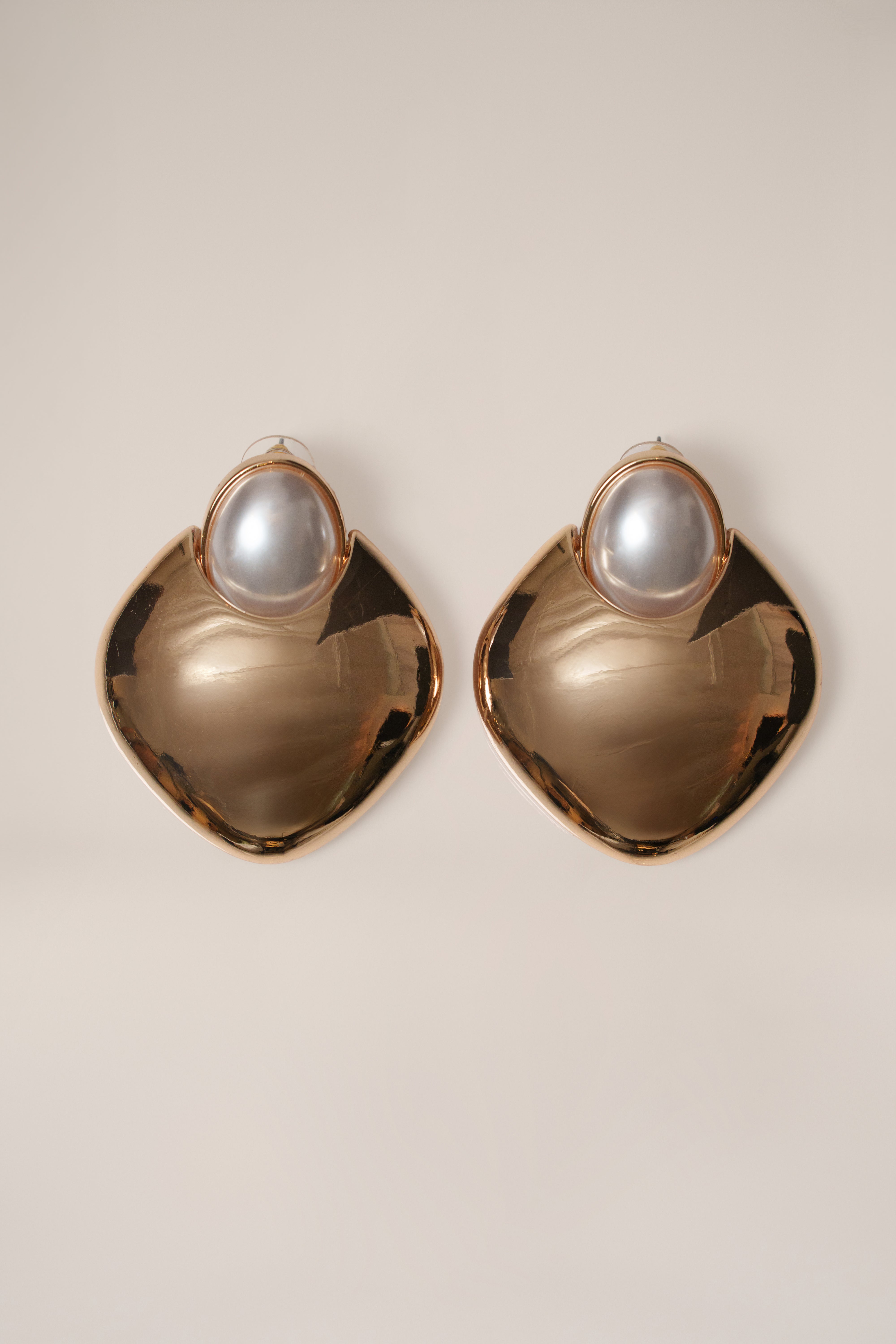Gold Pearl Crest Earrings