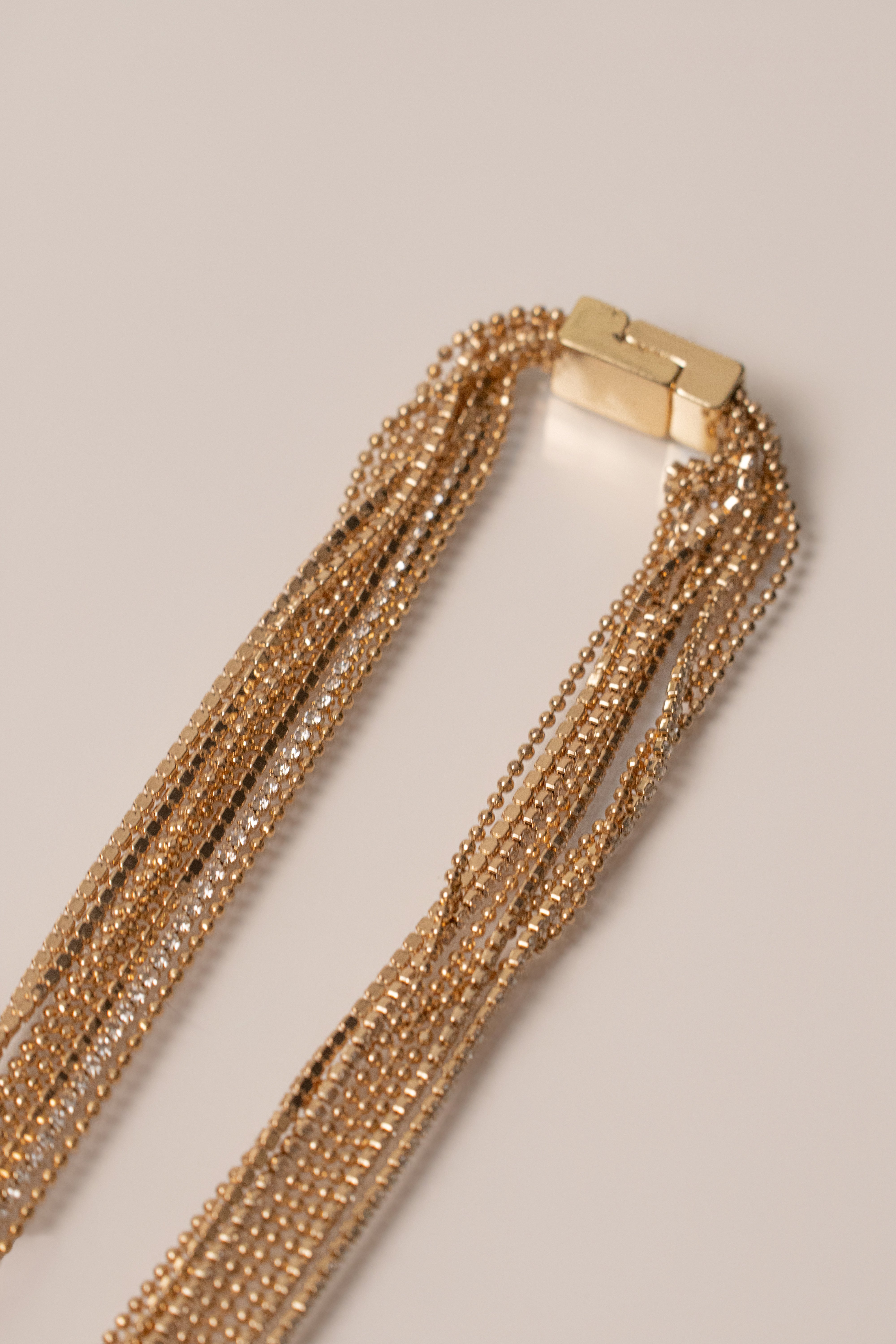 Gold Lustre Strands Necklace