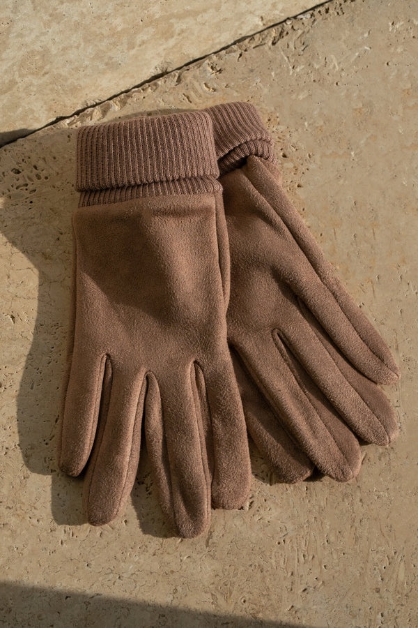Brown Amour Ribbed Gloves - JLUXLABEL