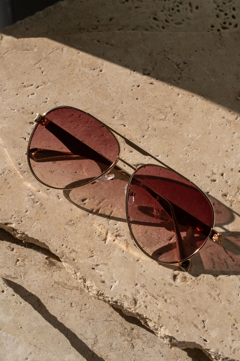Pink/Gold Classic Aviator Sunglasses - JLUXLABEL