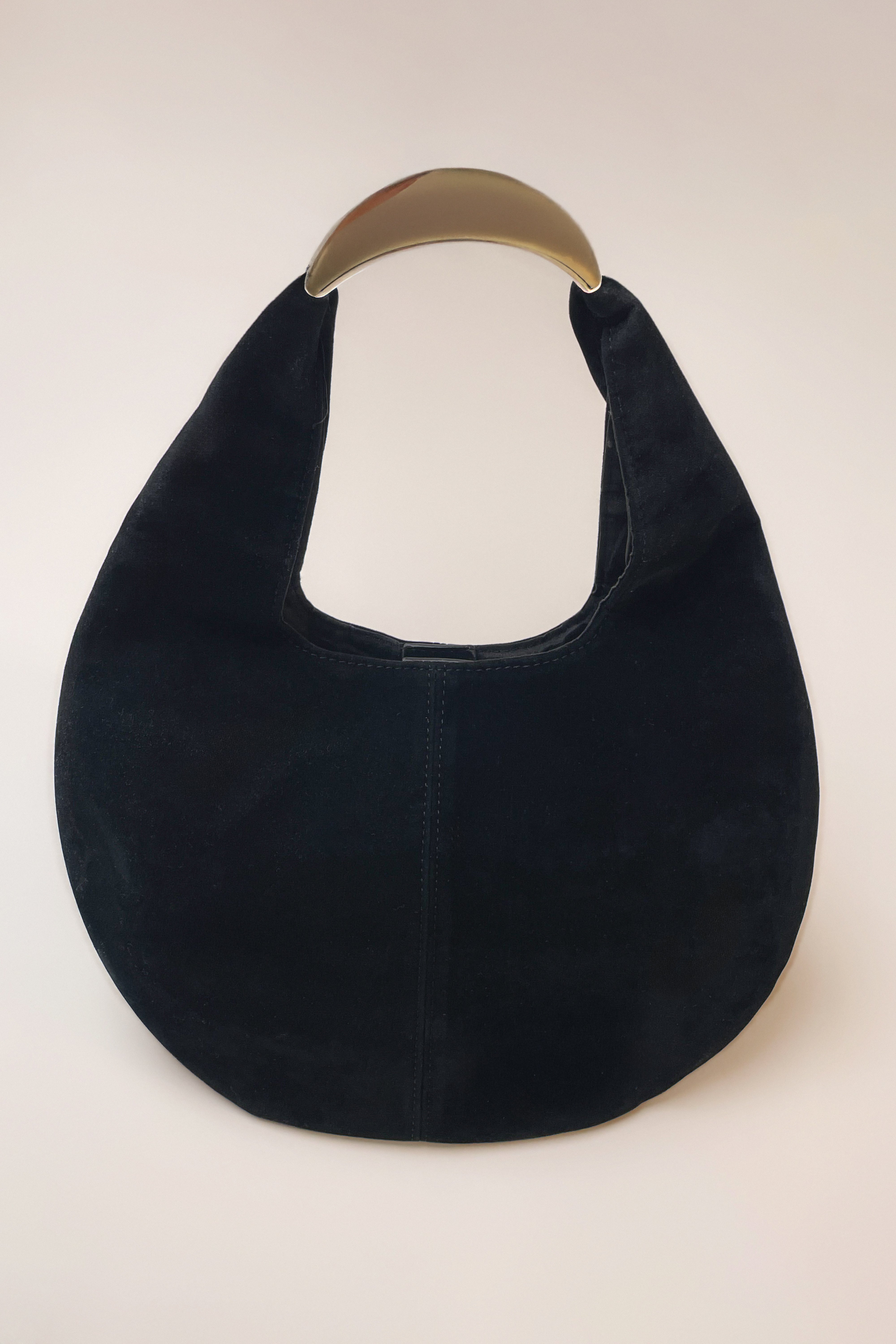 Black Golden Arc Suede Handbag
