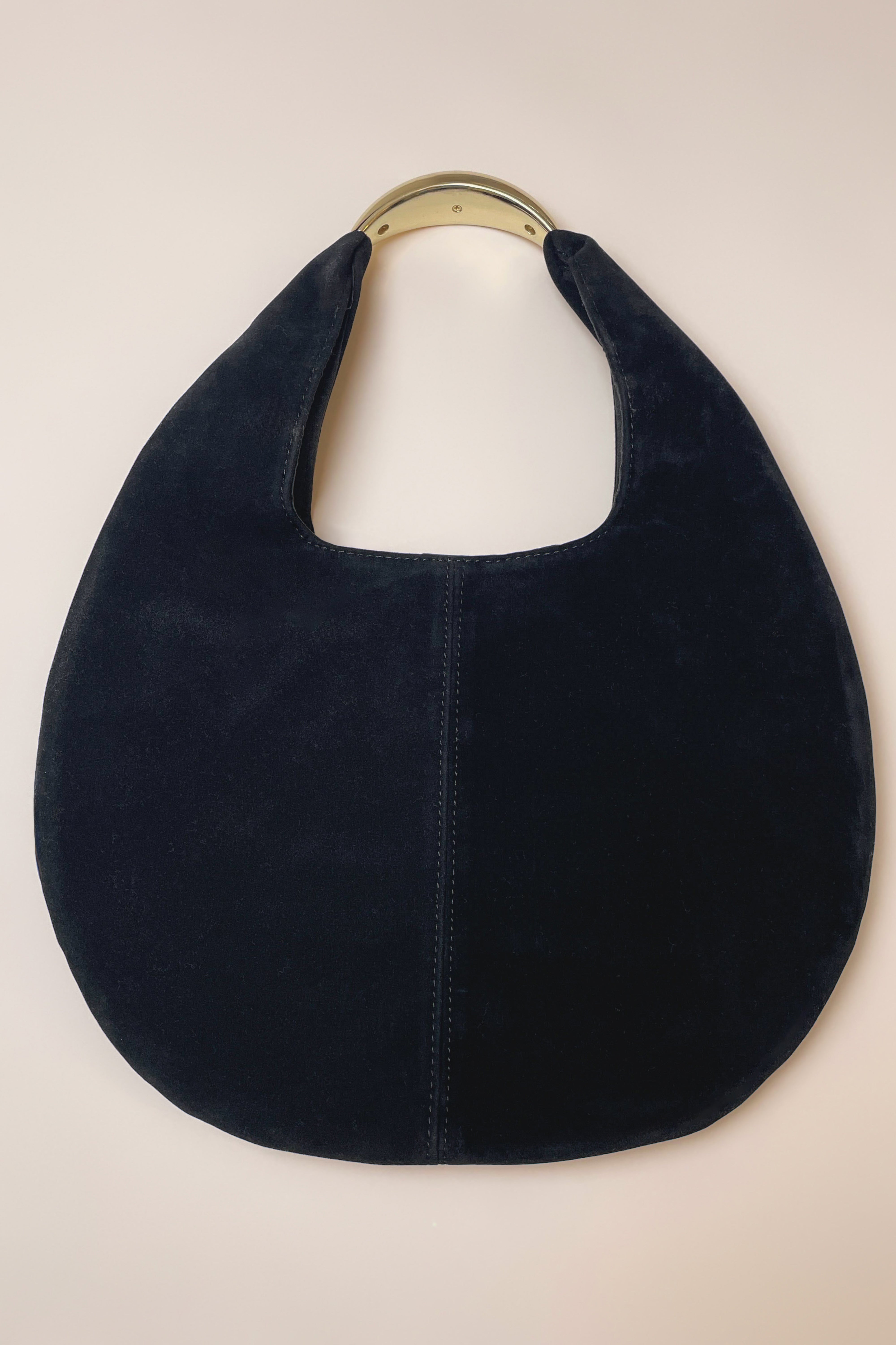 Black Golden Arc Suede Handbag