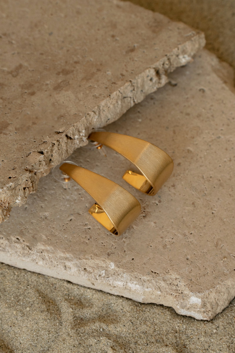 Gold Matte Golden Road Earrings - JLUXLABEL