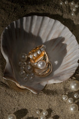 Gold Sea Pearl Ring Set