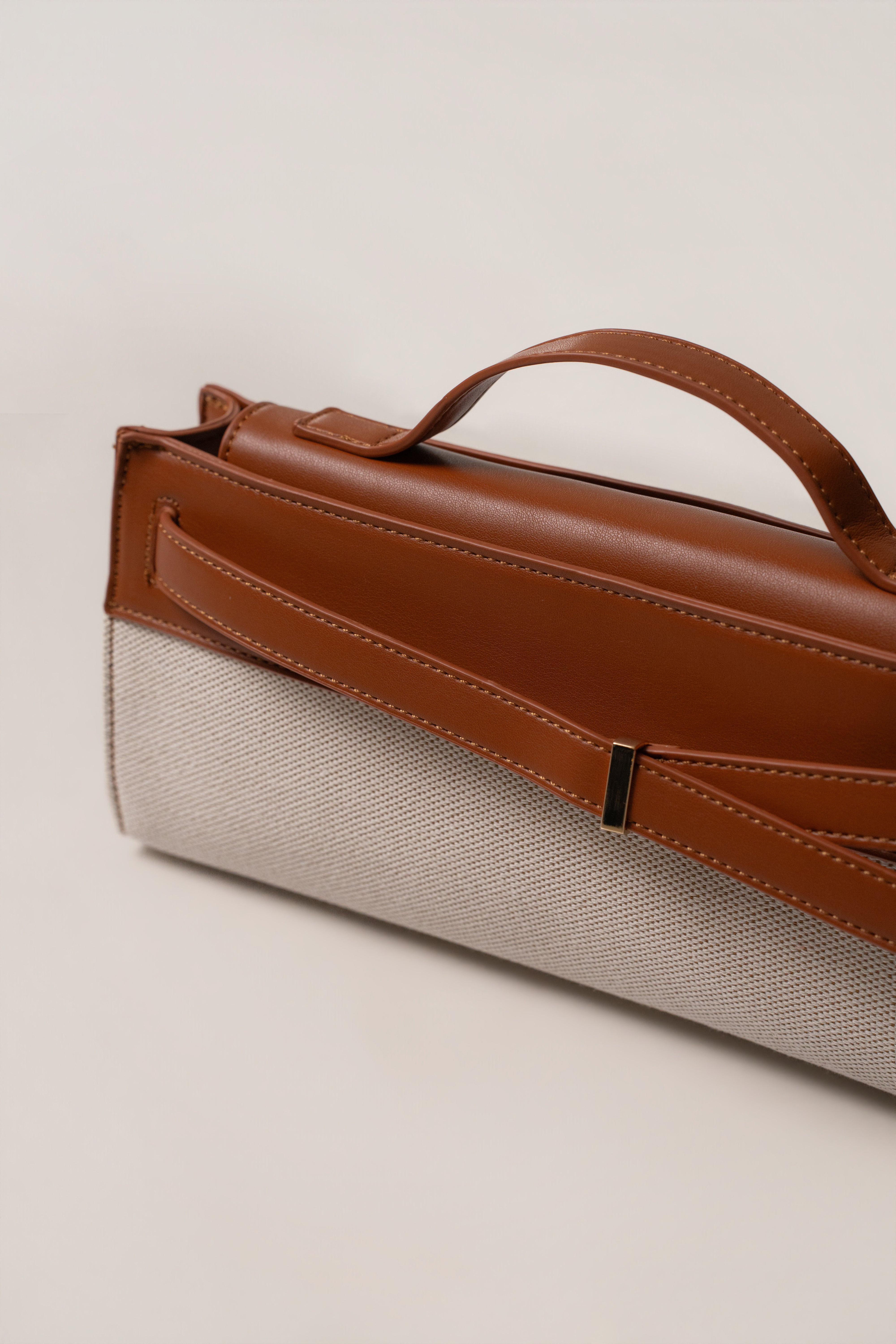 Ivory Windsor canvas handbag by JLUXLABEL, stylish accessories with a structured design and top handle, perfect for everyday use.