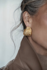 Gold Gilded Textured Hoop Earrings