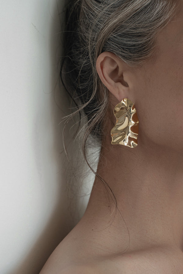 Gold Low Tides Textured Earrings