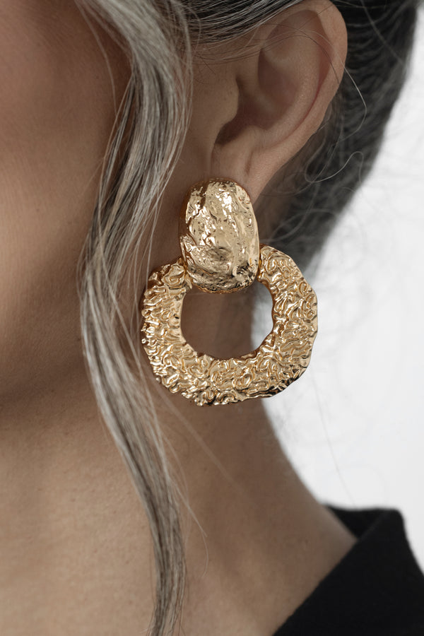 Gold Janine Textured Earrings