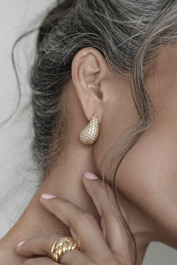 Gold Timeless Paved Earrings