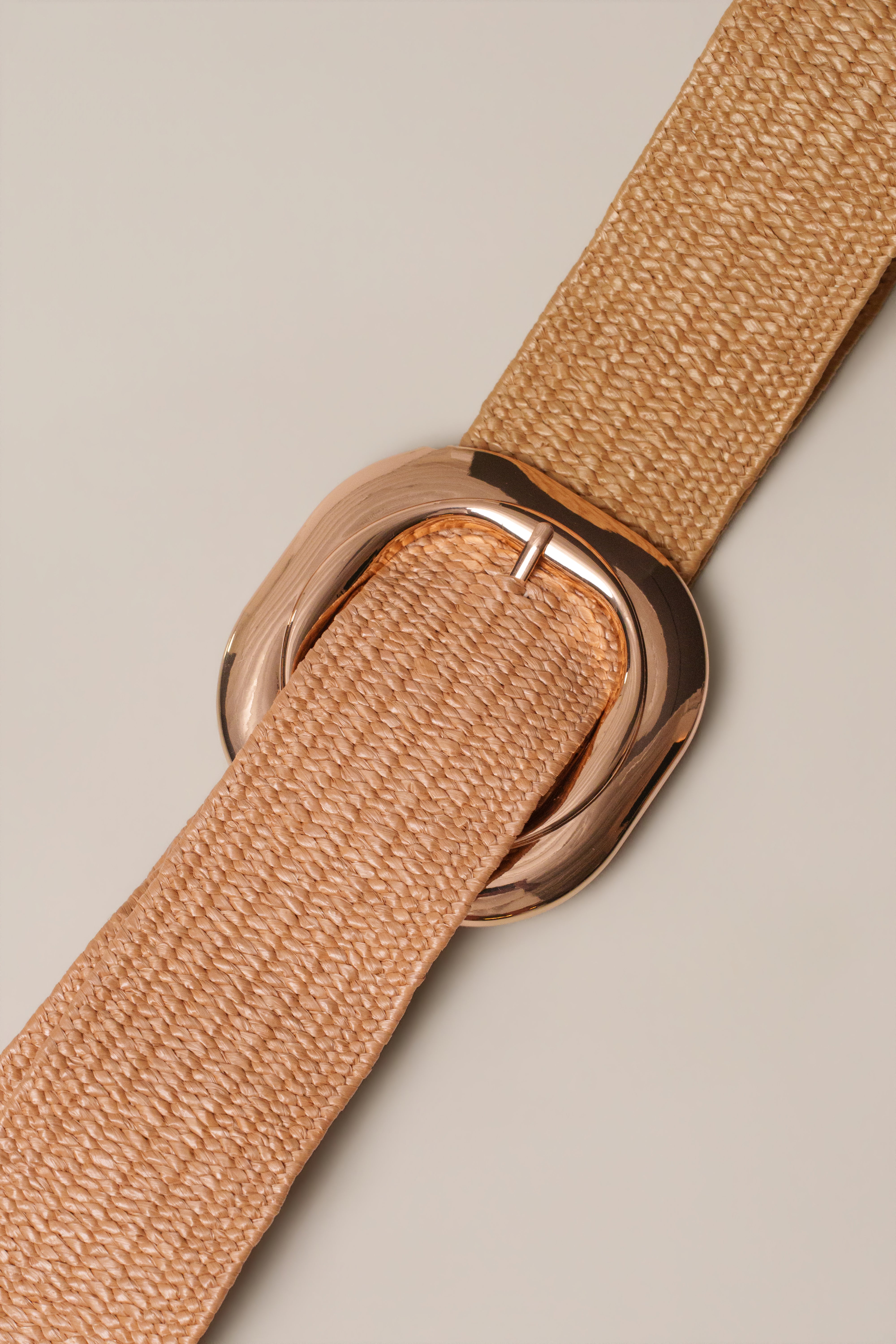 Khaki Natural Frame Buckle Belt - JLUXLABEL