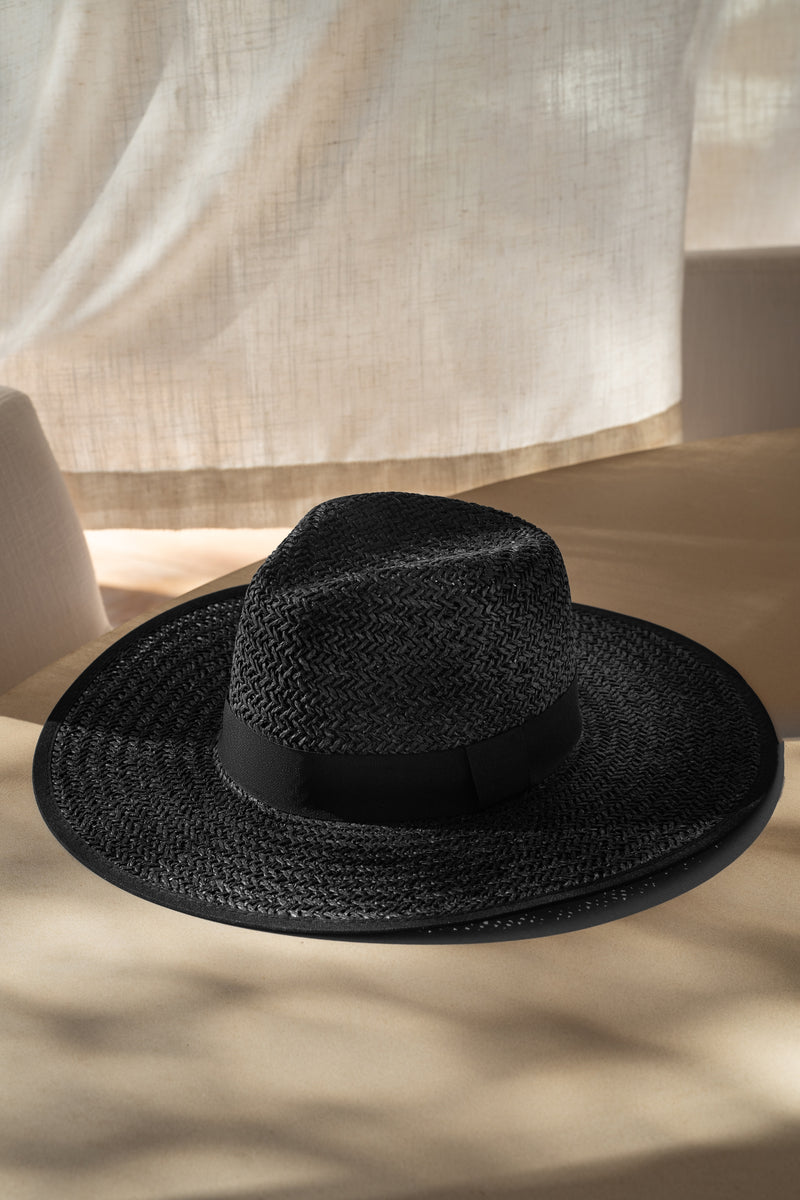 Black Vista Dorada Straw Hat - JLUXLABEL