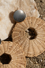 Natural Raffia Circular Dangle Earrings - JLUXLABEL