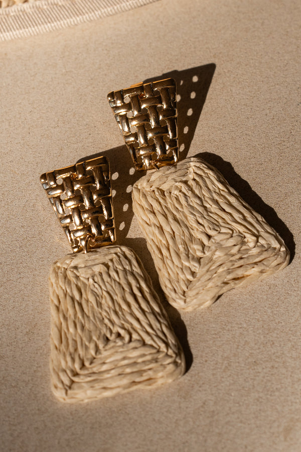 Ivory Nala Raffia Earrings