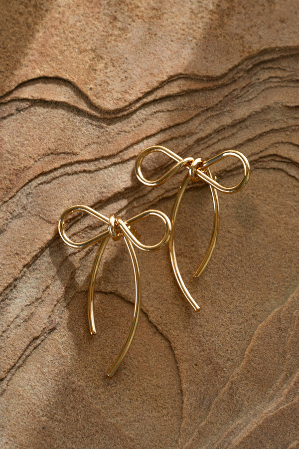 Gold Cindy Bow Earrings - JLUXLABEL
