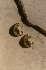 Gold Ann Texture Earrings - JLUXLABEL