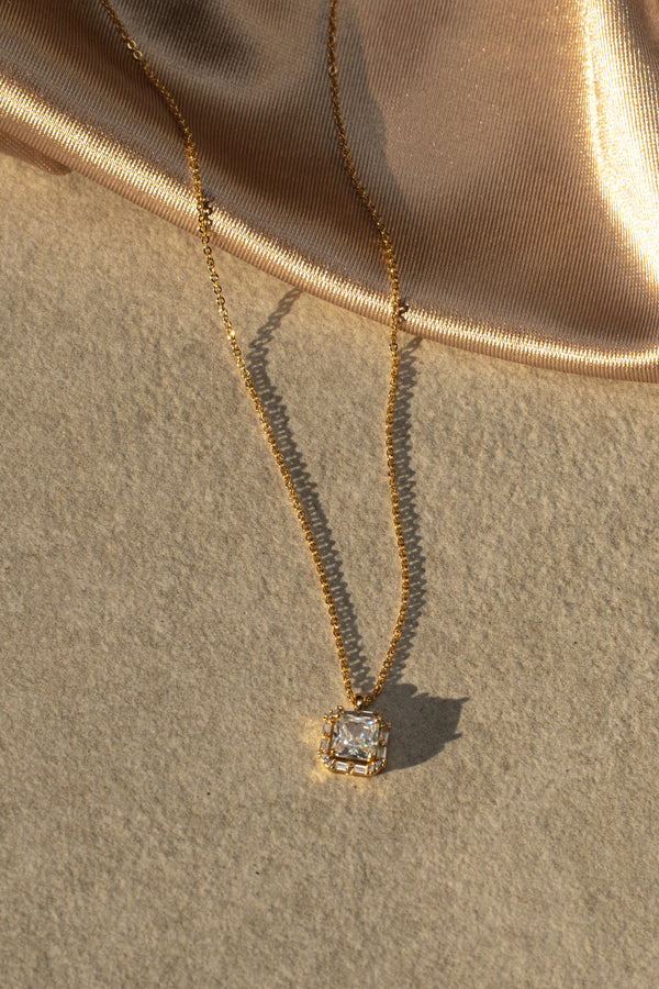 Gold Crystal Pendant Necklace