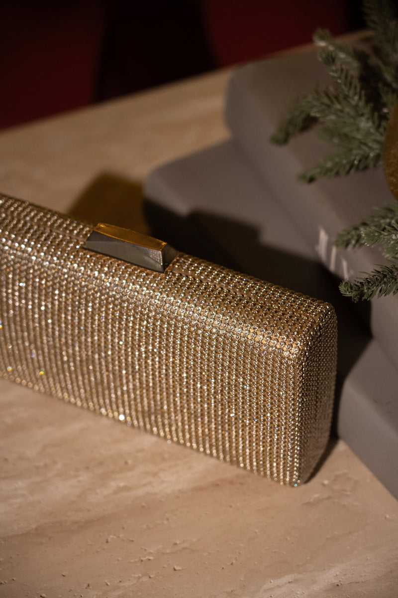 Gold Diamante Clutch Bag