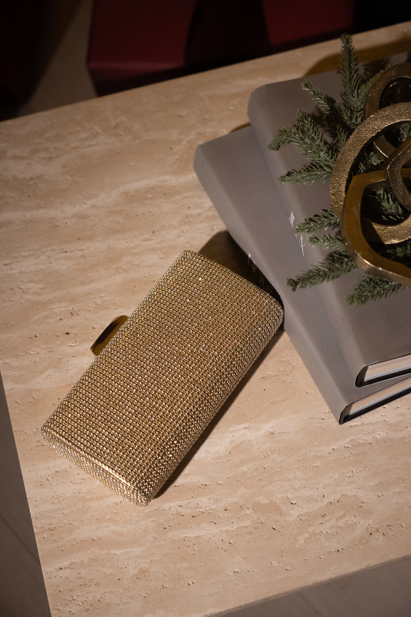 Gold Diamante Clutch Bag