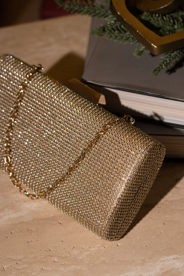 Gold Diamante Clutch Bag