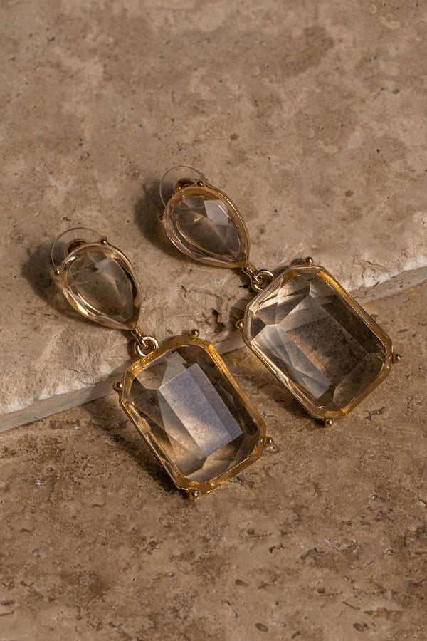 Gold Nadene Crystal Drop Earrings - JLUXLABEL