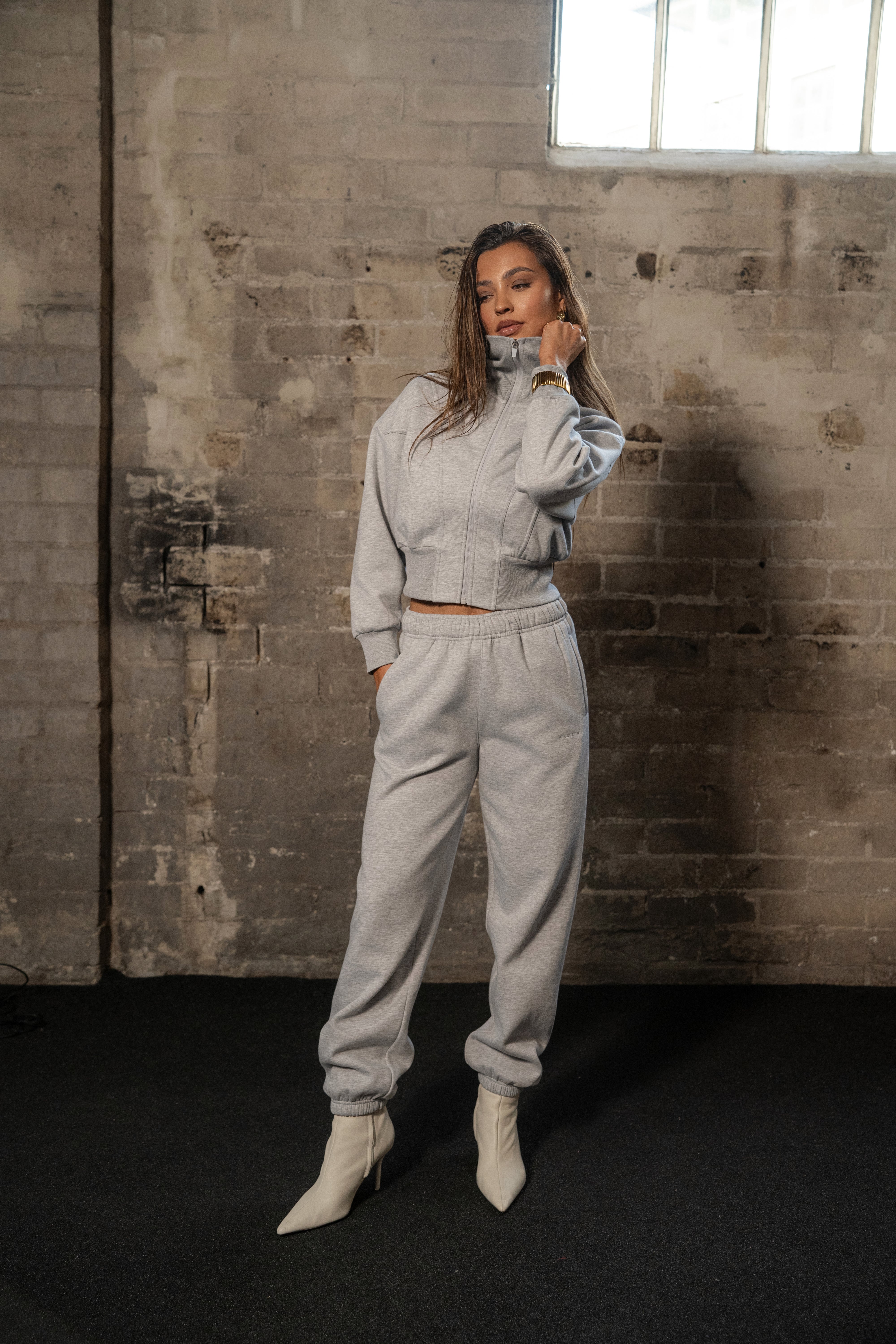 Pantalons de survêtement logo JLUXLABEL gris chiné