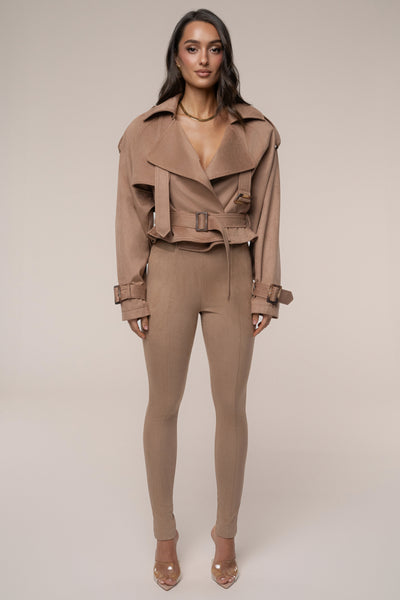 【新品未使用】 sahara Lace Cuff Over Jacket Tan Latte Cropped Jacket