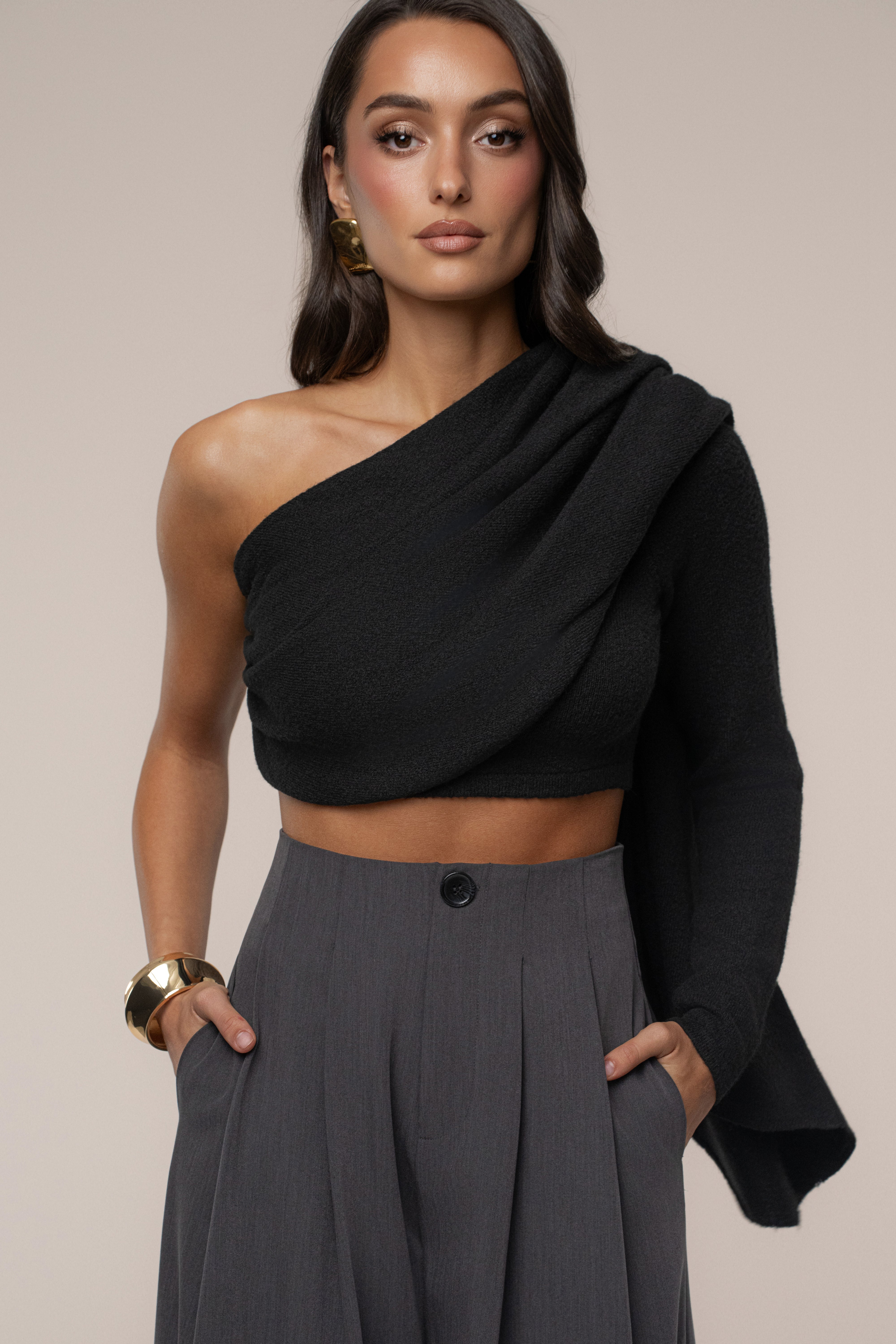 Black Capsule One Shoulder Top