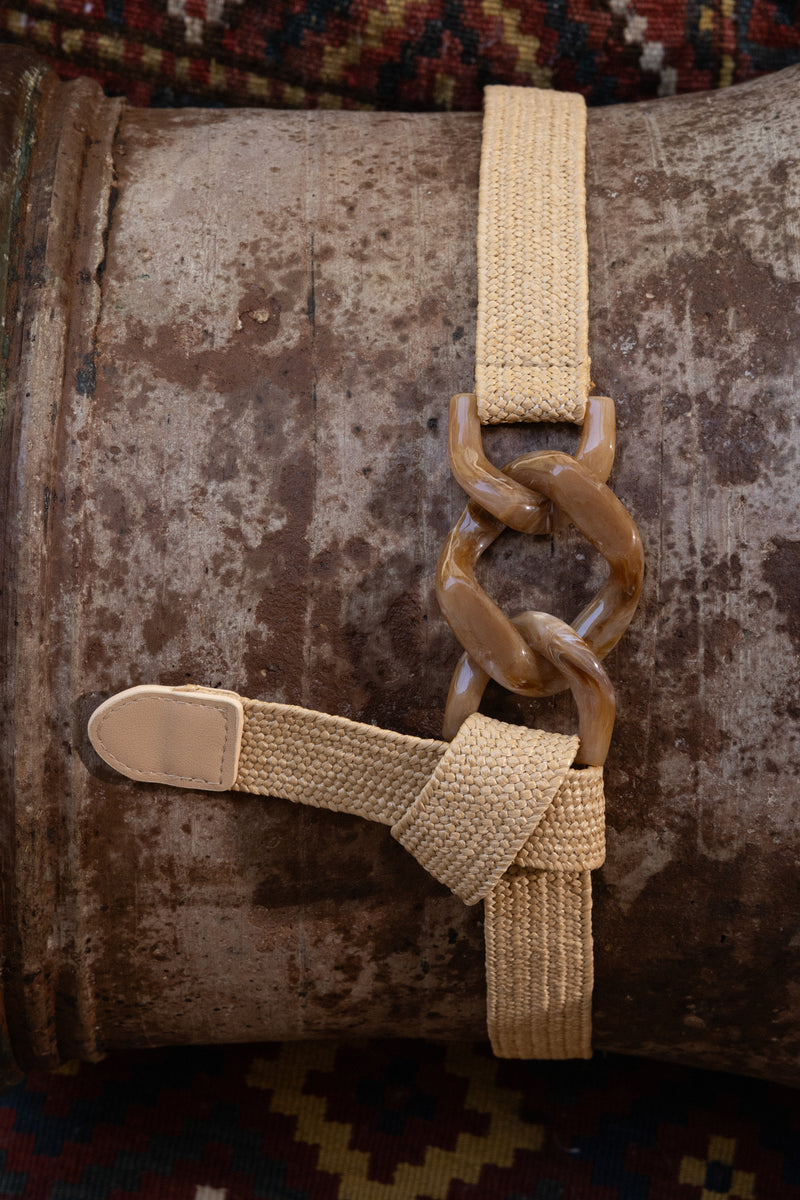 Khaki Marble Buckle Woven Belt