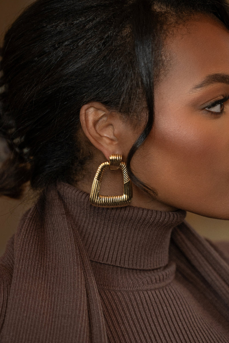 Gold Gina Texture Earrings