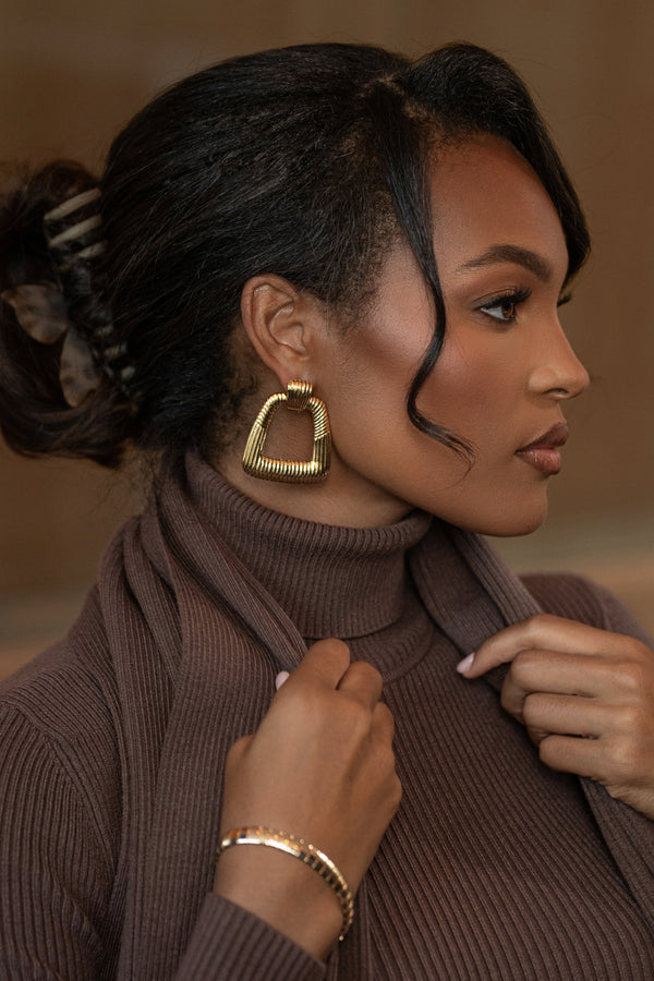 Gold Gina Texture Earrings