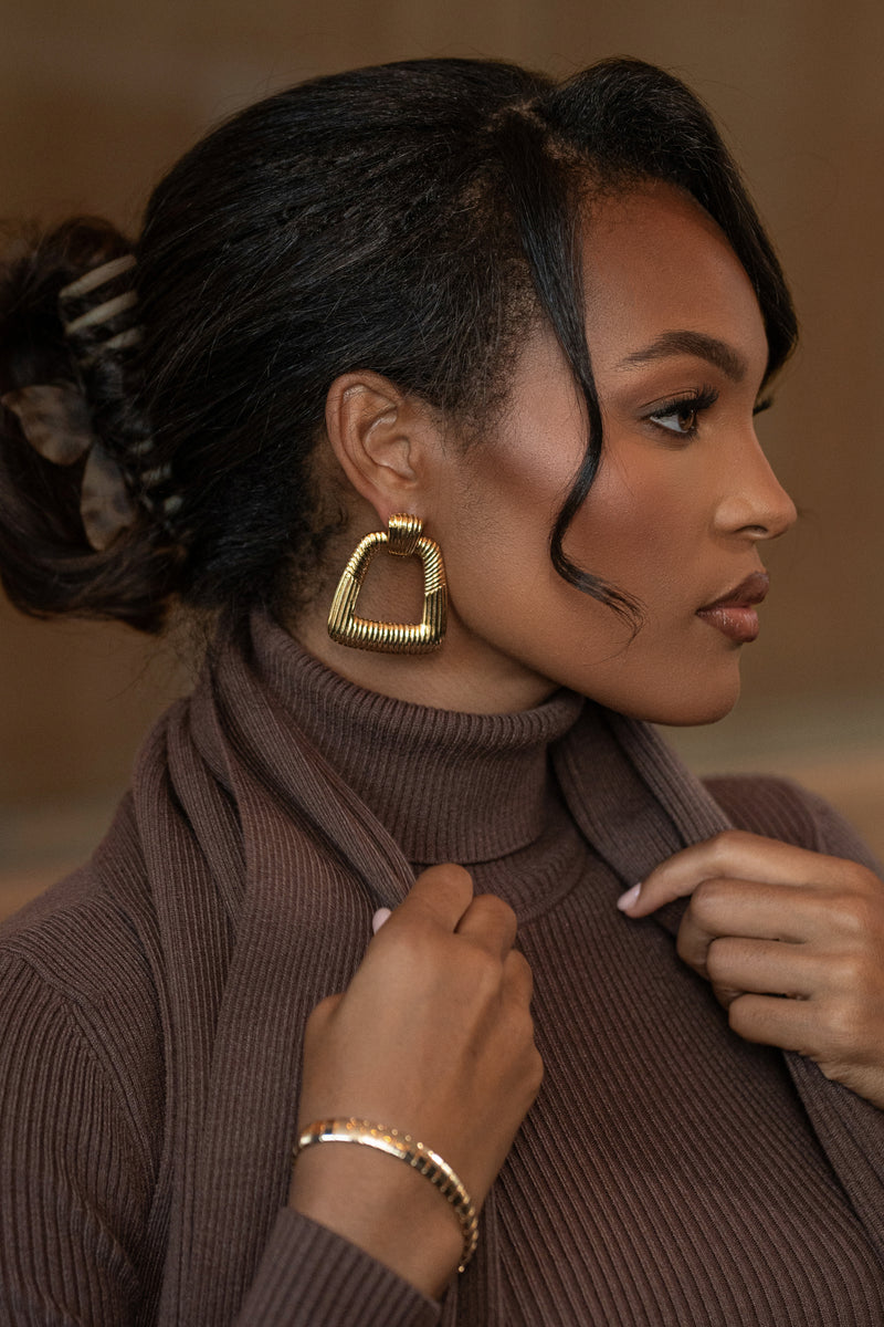 Gold Gina Texture Earrings