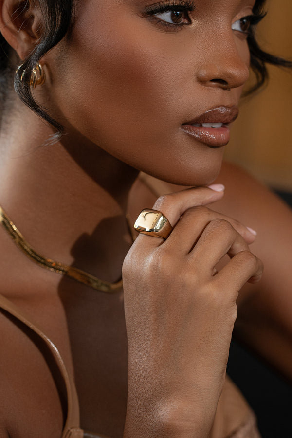 Gold Chunky Square Ring