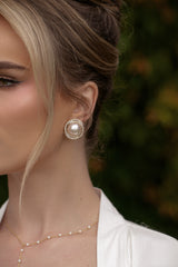 Gold Pearl Stud Earrings - JLUXLABEL