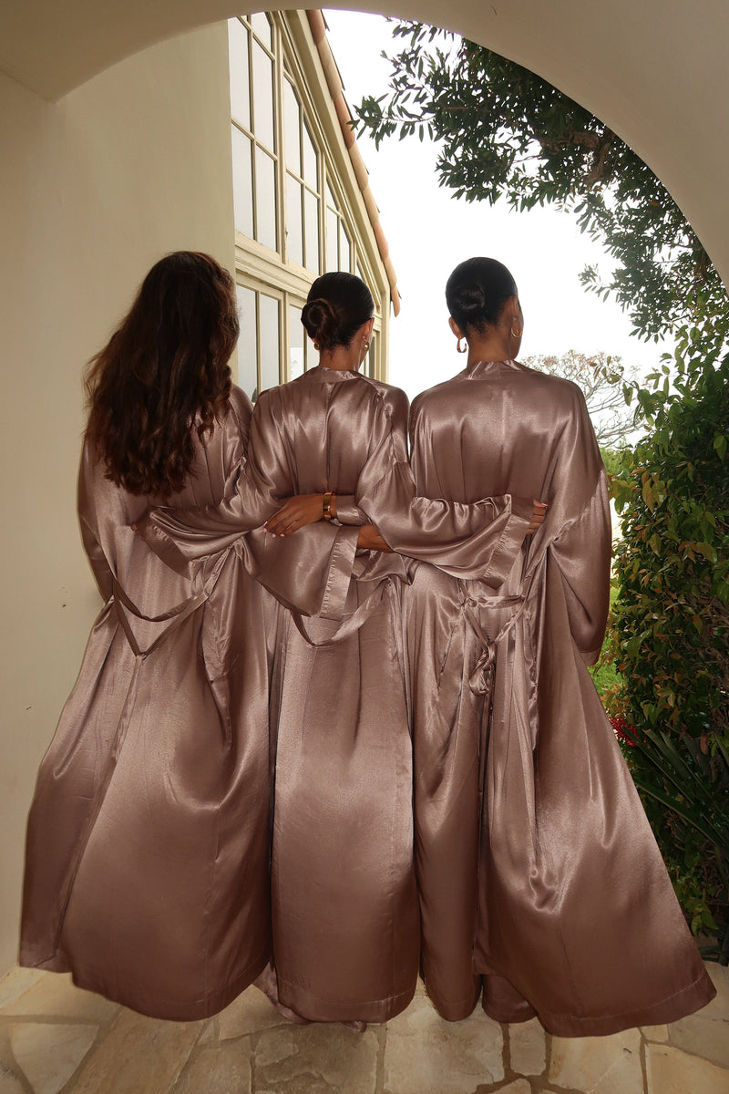 Bronze Forever And Always Satin Robe - JLUXLABEL