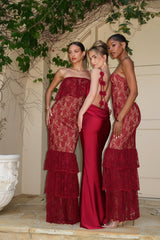 Red Fairytale Ending Lace Maxi Dress - JLUXLABEL