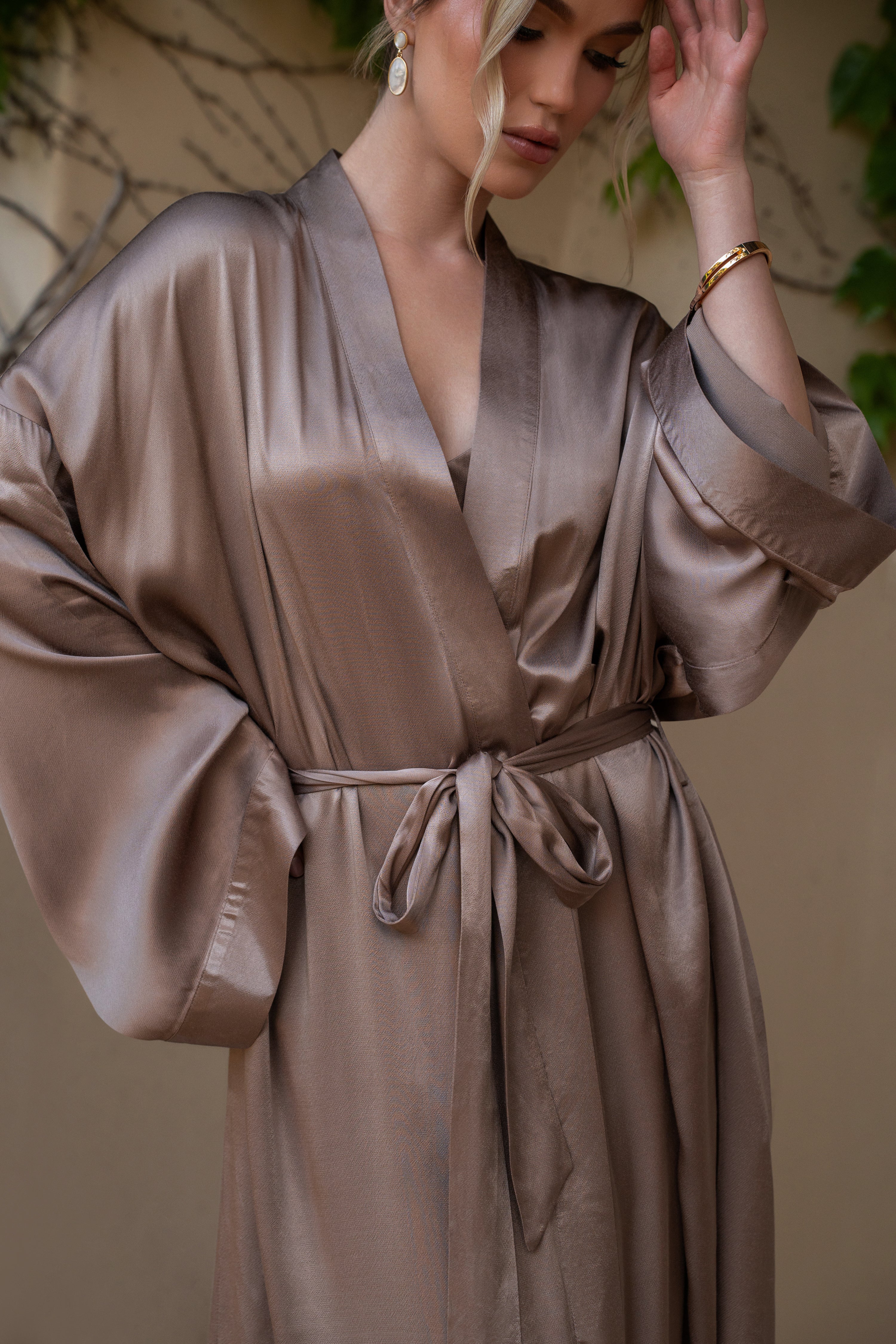 Bronze Forever And Always Satin Robe - JLUXLABEL