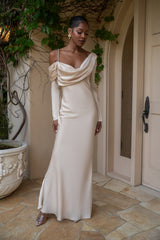 Champagne One And Only Satin Dress - JLUXLABEL